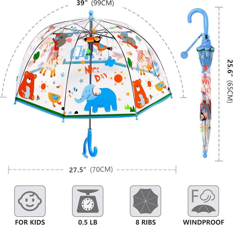 RONIARE Kids Umbrella Clear Bubble Umbrellas for Rain,Safety Dome Windproof Umbrella for Kid Girls and Boys - Image 3